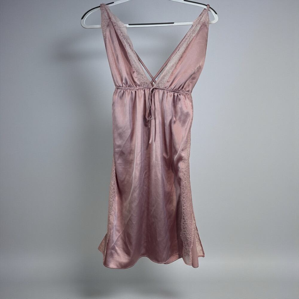 Victoria’s Secret Purple Lace Babydoll Slip Nightie Y2K Coquette Bow Medium